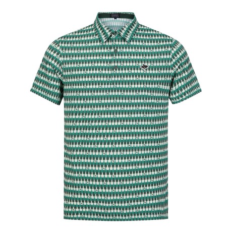 남성 기하학 패턴 쿨링 칼라 반팔 티셔츠