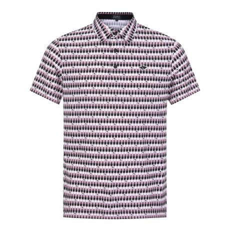 남성 기하학 패턴 쿨링 칼라 반팔 티셔츠