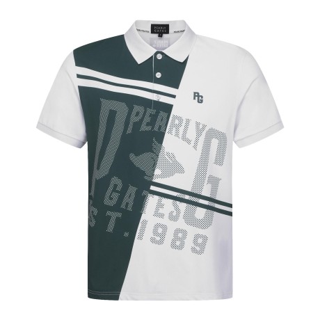 [냉감]남성 컬러 블록 도트 로고 칼라 반팔 티셔츠