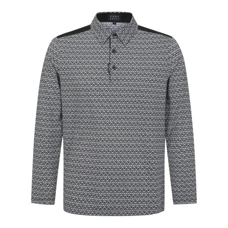 남성 로고 패턴 냉감 칼라 긴팔 티셔츠