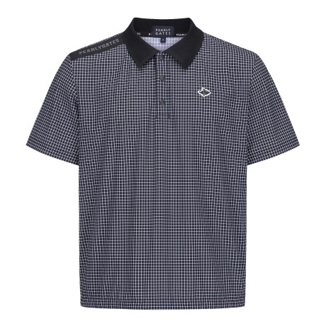 남성 체크 니트 칼라 반팔 티셔츠