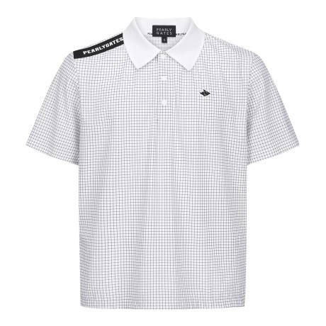 남성 체크 니트 칼라 반팔 티셔츠