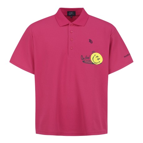 남성 스마일 레터링 칼라 반팔 티셔츠