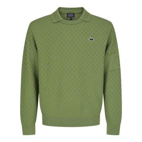 [가격 인하] 남성 체크 패턴 칼라 긴팔 니트