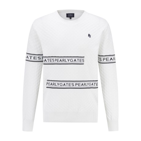 [가격 인하] 남성 로고 자카드 체크 짜임 니트