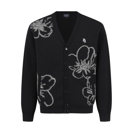 남성 플로럴 자카드 니트 가디건