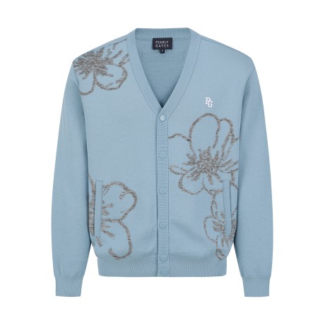 남성 플로럴 자카드 니트 가디건