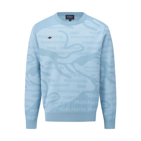 남성 로고 패턴 라운드 긴팔 니트