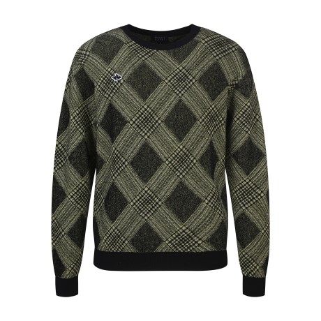 남성 체크 자카드 긴팔 니트