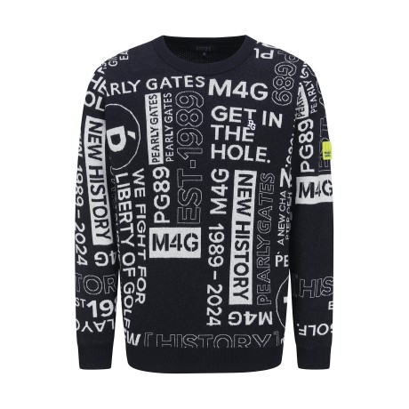 남성 로고 패턴 자카드 방풍 니트