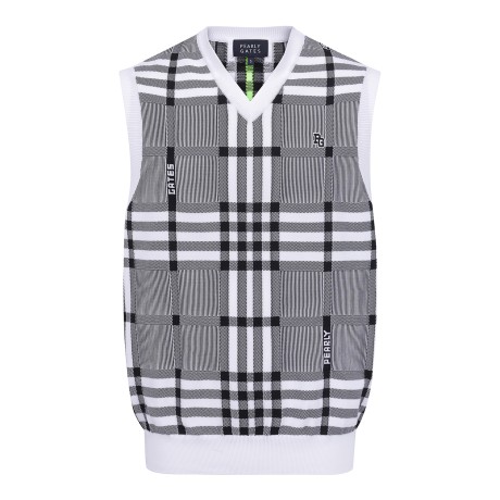 남성 체크 패턴 V넥 니트 베스트