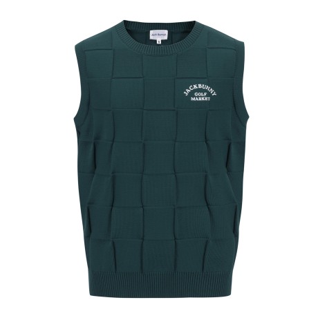 남성 잭바니 체크 조직감 니트 베스트