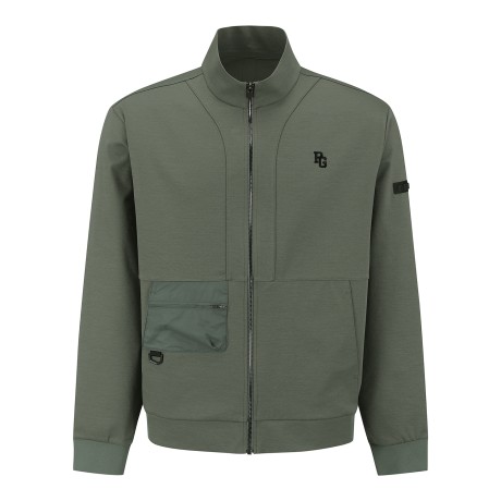 남성 우븐 포켓 모크넥 집업 탑