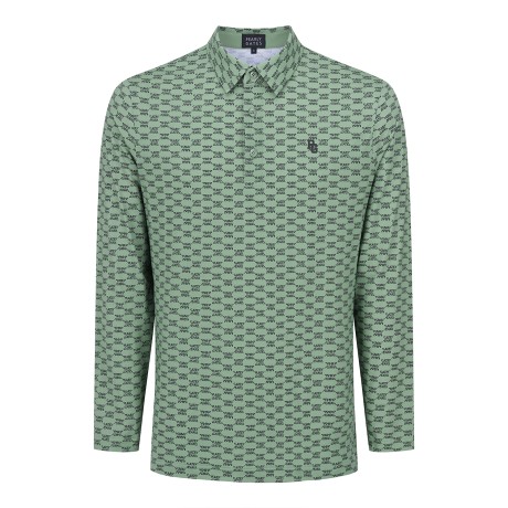 남성 로고 패턴 칼라 긴팔 티셔츠