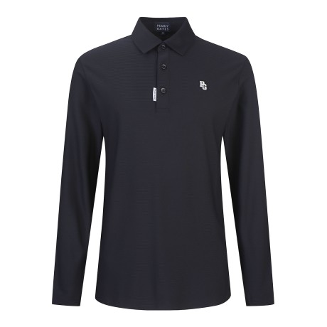 남성 로고 패치 조직감 칼라 긴팔 티셔츠