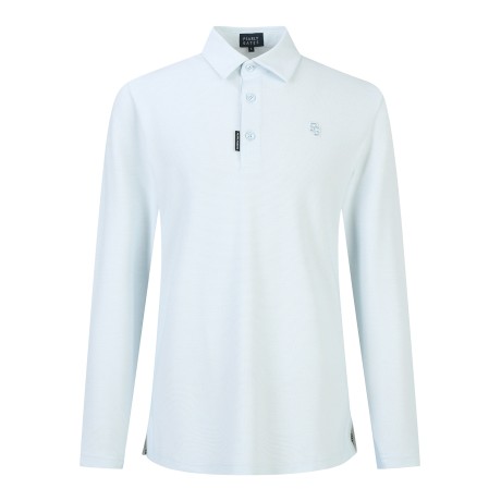 남성 로고 패치 조직감 칼라 긴팔 티셔츠