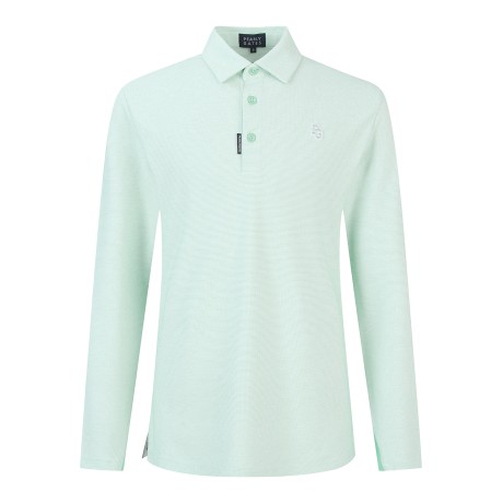 남성 로고 패치 조직감 칼라 긴팔 티셔츠