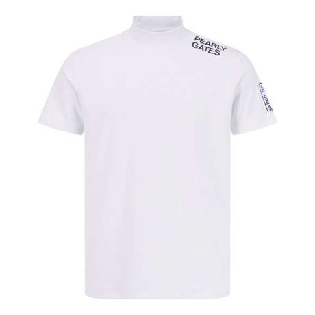 남성 스마일 로고 조직감 모크넥 티셔츠