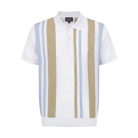 남성 메쉬 배색 라인 칼라 반팔 니트