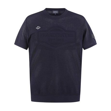 남성 로고 메쉬 반팔 니트