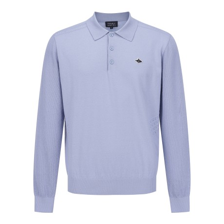 남성 우븐 믹스 메쉬 슬리브 칼라 니트