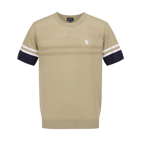 남성 컬러 블록 반팔 니트