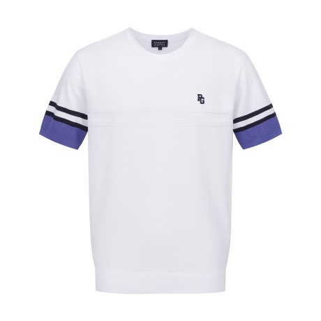 남성 컬러 블록 반팔 니트