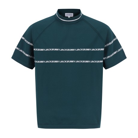 남성 잭바니 로고 라인 모크넥 반팔 니트