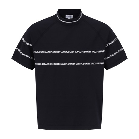 남성 잭바니 로고 라인 모크넥 반팔 니트