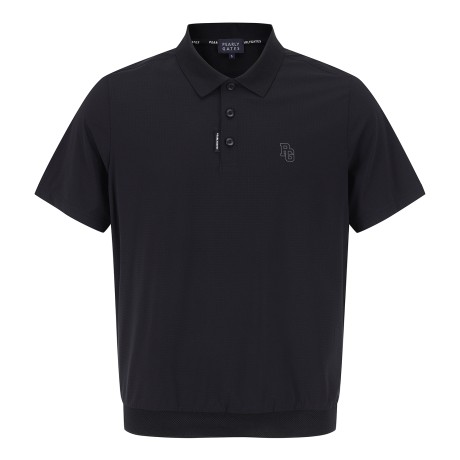 남성 체크 조직 칼라 반팔 티셔츠