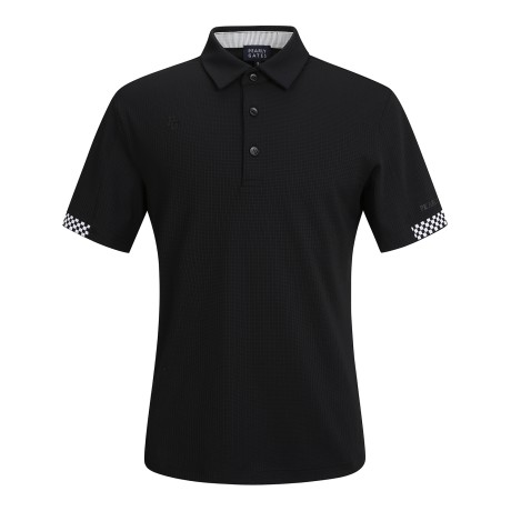 남성 체크 조직감 칼라 반팔 티셔츠