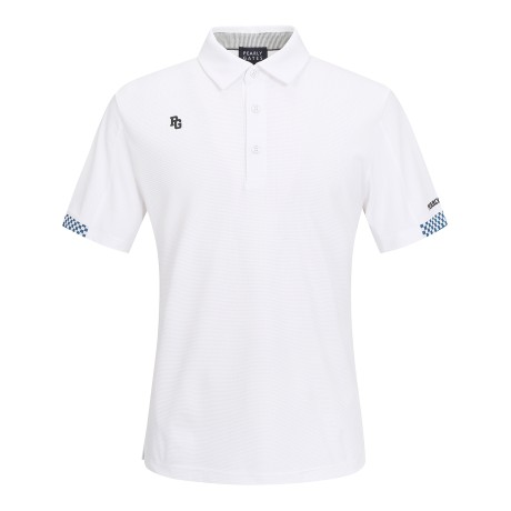 남성 체크 조직감 칼라 반팔 티셔츠