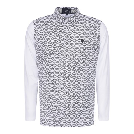 남성 냉감 슬리브 패턴 칼라 긴팔 티셔츠