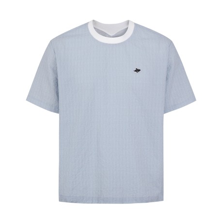 남성 시어서커 스트라이프 스트링 반팔 티셔츠