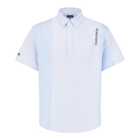 남성 스트라이프 패턴 블록 시어서커 티셔츠