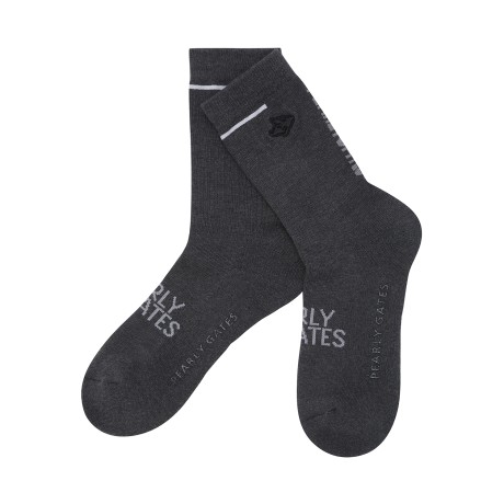 남성 바니 자수 배색 로고 중목 양말