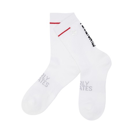 남성 바니 자수 배색 로고 중목 양말