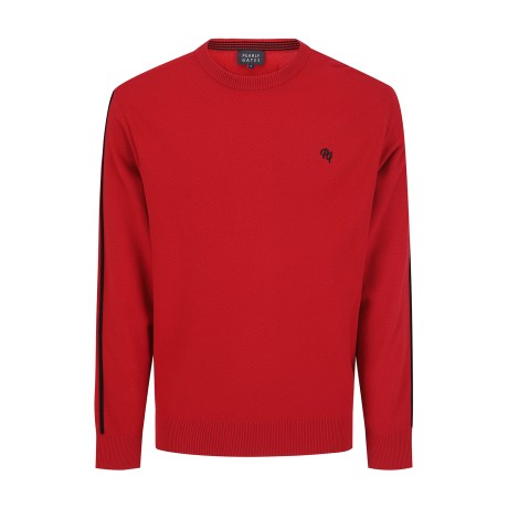 남성 배색 라인 슬리브 긴팔 니트