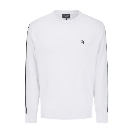 남성 배색 라인 슬리브 긴팔 니트