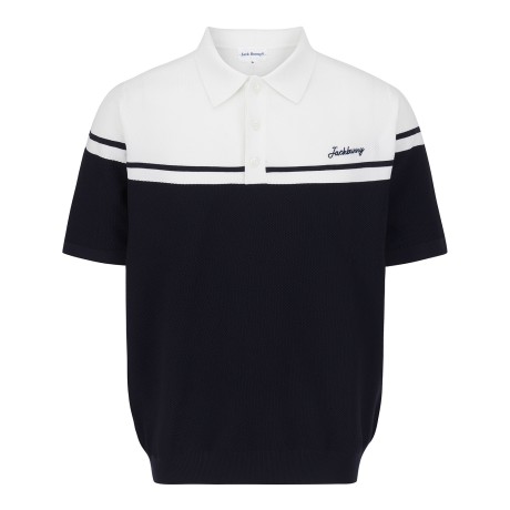 남성 잭바니 투톤 배색 와플 조직 니트