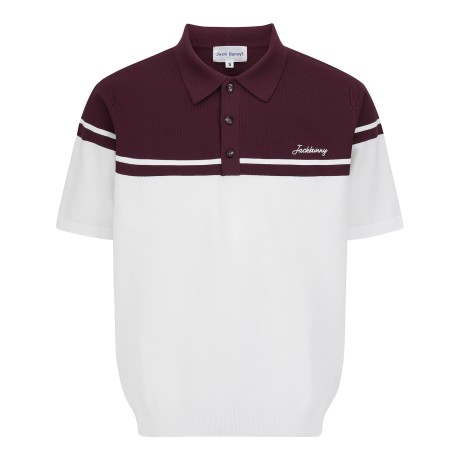 남성 잭바니 투톤 배색 와플 조직 니트