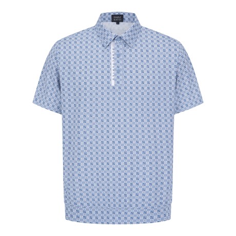 남성 로고 테이프 하프 버튼 반팔 티셔츠