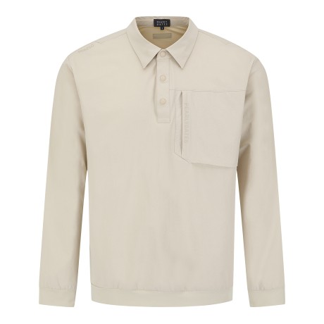 남성 우븐 믹스 하프 버튼 카라 티셔츠