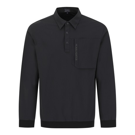 남성 우븐 믹스 하프 버튼 카라 티셔츠