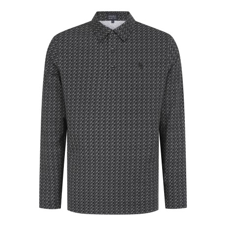 남성 자카드 하프 버튼 긴팔 티셔츠