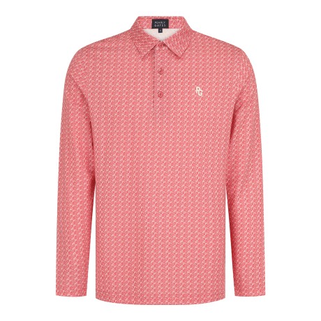 남성 자카드 하프 버튼 긴팔 티셔츠