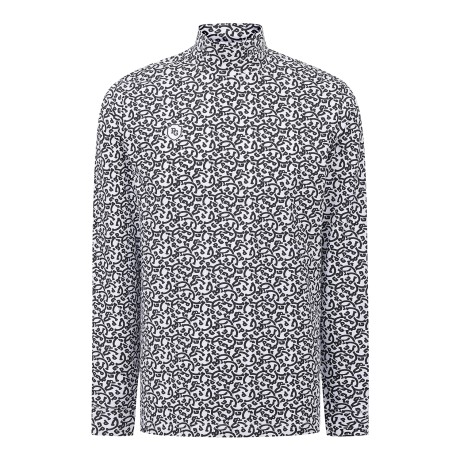 남성 로고 패턴 스트레치 하이넥 티셔츠