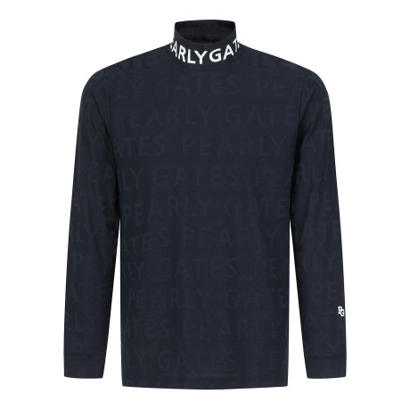 남성 사선 엠보 로고 하이넥 티셔츠