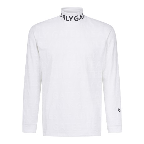 남성 사선 엠보 로고 하이넥 티셔츠