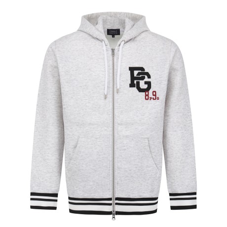 남성 로고 패치 배색 라인 후드 집업 티셔츠